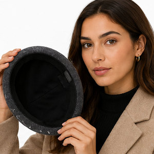 Premium Merino Wool <b>Beret</b> Hat-Classic Felt Design with Delicate Embroidery Lightweight & Adjustable for Winter Outdoor Use - Product Image 6