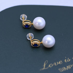 Boucles d'oreilles en perles rondes blanches d'eau douce de 10-11 mm pour femmes, argent S925, ensemble complet, forte luminosité, faibles défauts, design pendantes - Product Image 5