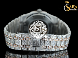 Montre personnalisée à cadran en verre analogique squelette entièrement hip hop Moissanite VVS glacée avec diamant Bijoux de luxe en acier inoxydable - Product Image 2