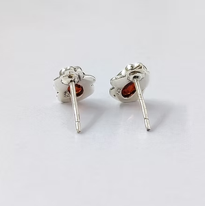 925 <b>Silver</b> <b>Small</b> Minimalist <b>Stud</b> Earrings 2.1 Grams With Garnet Stone Customizable Jewellery - Product Image 3