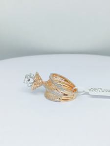 Elegantes anillos de diamantes de cóctel de oro rosa para mujer Diseño elegante de moda - Product Image 3