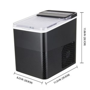 Fabbricatore di ghiaccio da banco Nero Intenso, 9 cubetti a forma di proiettile, 2 misure di ghiaccio, 26 libbre/24 ore, vassoio rimovibile e lavabile, paletta, autopulente, per Hotel e Camper - Product Image 3