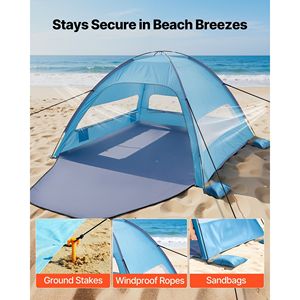 Tenda da Spiaggia Portatile Lightwei per 8 Persone, Protezione Solare UPF 50+, con Borsa per il Trasporto, Tasche per la Sabbia e Tettoia Parasole - Product Image 4