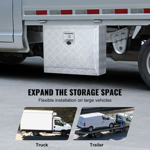 Cassone per Pickup in Alluminio Rinforzato con Piastra Diamantata 24\" X 14\" X 16\" con Serratura e Chiavi, Accessorio per Stoccaggio e Controllo Carico - Product Image 2