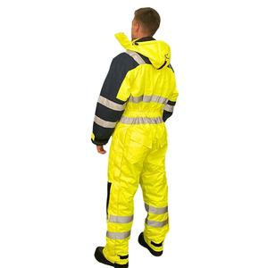 Combinaison de travail d'hiver haute visibilité pour hommes, coupe-vent, en polyester, à capuche, uniforme de sécurité, durable, haute visibilité, pour travaux de construction - Product Image 2