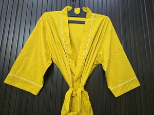 Hotel Spa Super Heavy Cotton Yellow Color Plain Kimono Quick-<b>Dry</b> Luxury Bathrobe for <b>Women</b> and Couples Casual Wear With Pockets - Product Image 3