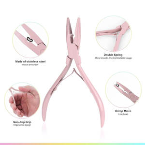 Hair Extension Tool Kit Stainless Steel Pink Pliers <b>Hooks</b> Clips for Installation and Removal Hair Extension Tool Kit - Product Image 3