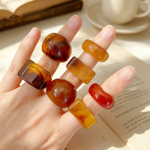 Hot Sale Trendy Resin Finger <b>Ring</b> Natural Gift Party - Product Image 6