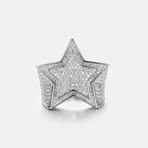 Moissanite Heavy Duty King <b>Ring</b> Silver Plated 0.5 Carat Luxury Prong Setting - Product Image 1