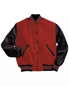 Wholesale Custom Men's Canvas Varsity <b>Jackets</b> Stand Chenille Embroidery Patch Leather Sleeve Bomber Baseball Letterman Design - Product Image 6