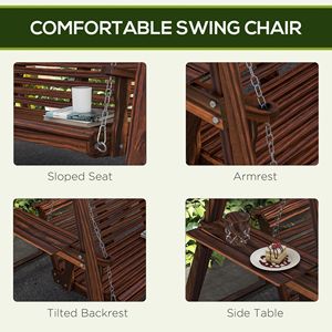 Dual Seater Garden <b>Swing</b> Chair with <b>Frame</b> and Auxiliary Tables Weathered Look for Outdoor Patios for Outdoor Areas - Product Image 6