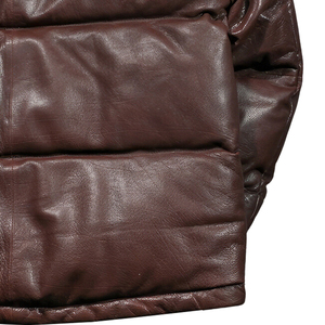 Chaqueta de Invierno Acolchada de Cuero para Hombre, Diseño Personalizado, con Logotipo Bordado en la Parte Delantera, Estilo Puff, Talla Grande, Venta al Por Mayor OEM - Product Image 3