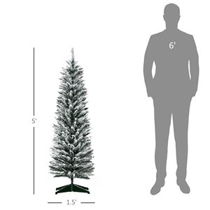 5FT Snow Flocked Artificial Christmas <b>Tree</b> Slim Xmas <b>Tree</b> Realistic Branches <b>Plastic</b> Base Stand Indoor Decor PE PVC 210 cm - Product Image 3
