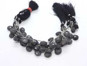 ลูกปัดหินซันสโตนสีดำธรรมชาติทรงหัวใจขนาด 7x14-8x16 มม. ลูกปัดพลอยซันสโตนสีดำขนาด 6 นิ้ว ลูกปัดซันสโตนเจียระไนสำหรับทำเครื่องประดับ - Product Image 6