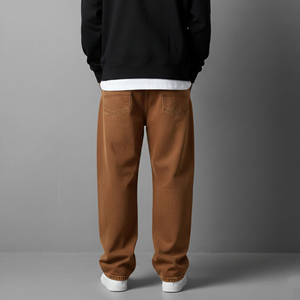 Jeans de mezclilla para hombre, estilo vintage, lavado, apilados, de pierna ancha, holgados, desgastados, estilo streetwear y hip hop, fabricados por OEM. - Product Image 6