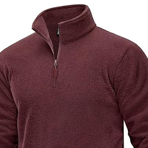 Pull sport décontracté pour homme en molleton 100 % coton, tricoté, respirant, à manches longues, col montant, avec fermeture éclair mi-longue ou quart de zip - Product Image 5