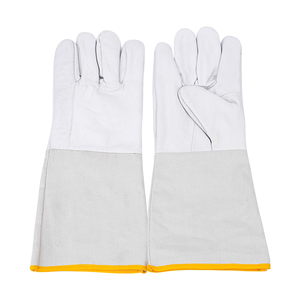 Gants de soudage en cuir de vachette blanc, résistants à la chaleur, durables, certifiés CE, 14 pouces, pour usage industriel, gants de soudage TIG. - Product Image 2