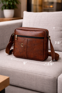 Bolso cruzado de cuero PU vintage para hombre, bandolera ajustable, bolso de hombro informal, para viajes, negocios, oficina, unisex - Product Image 3