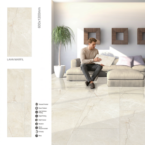 Carreaux de sol en porcelaine brillante Lofty Ivory 600x1200mm 24x48 pouces, aspect marbre poli, qualité export pour l'Algérie - Product Image 5