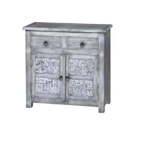 Buffet de salon en bois massif sculpté à la main avec étagères réglables, grande capacité, durable - Product Image 2