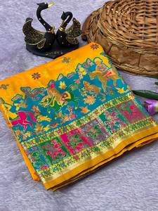 Women's Other Saree Hand Drawn Printed Design Traditional Indian <b>Wedding</b> Wear Regular Regular Fit Adult Size Quick Dry All - Product Image 2