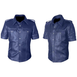 Mens Smooth Faux Leather <b>Shirt</b> Short Sleeve <b>Button</b> Closure Fashion Top for Relaxed Daily Dressing Casual Events and Modern Wear - Product Image 6