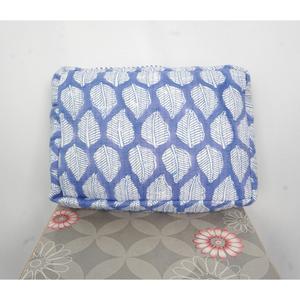 Bolsa de Cosméticos Acolchada de Algodón Ecológico Ligero con Diseño de Borlas Azules y Ribete a Rayas, Bolsa de Maquillaje con Cierre, Organizador de Viaje - Product Image 5