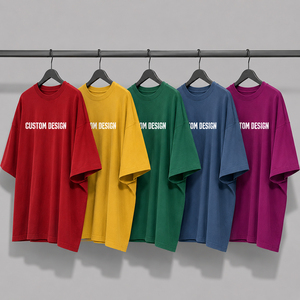 T-shirt oversize délavé à l'acide pour homme, en coton épais 250g, vintage, manches courtes, col rond, streetwear, coupe ample, impression personnalisée, décontracté - Product Image 5