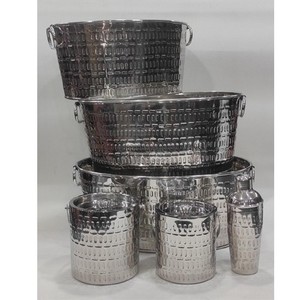 Seau à glace isotherme en acier inoxydable à double paroi, rond, avec couvercle et poignée, idéal pour les fêtes - Product Image 1