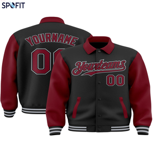 SPOFIT Custom Long Two Tone Polyester Varsity Baseball Letterman <b>Jacket</b> Front Personalized Name Number Logo Wholesale OEM - Product Image 2