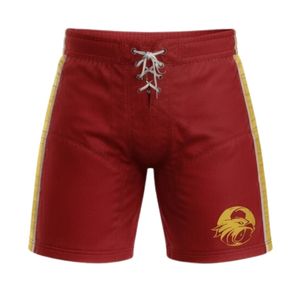 Men <b>Red</b> Gold Sublimated Ice Hockey Jersey Shorts Set V Neck Striped Polyester Athletic Sports Clothing Team Training Apparel - Product Image 4