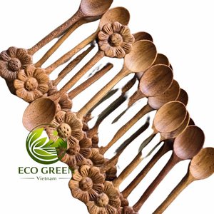 Cuillère en bois artisanale écologique, ustensile de cuisine naturel, outil de cuisson rustique, vaisselle durable pour les boutiques de détail - Product Image 3