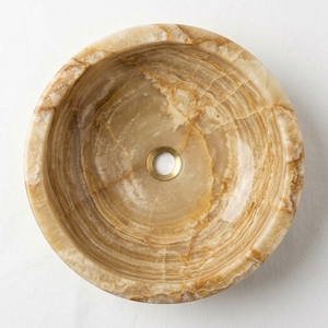 Vasque en marbre onyx naturel, faite à la main, ronde, pour comptoir de salle de bain, vente en gros, logo personnalisé, décoration de meuble-lavabo - Product Image 6