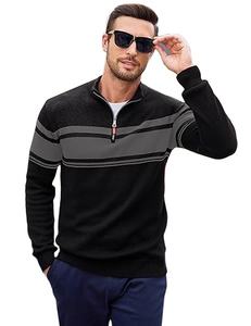 Suéter de Algodón para Hombre, Suéter Polo a Rayas, Sudadera Cálida para Otoño e Invierno - Product Image 1