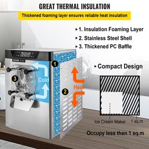 1400W commerciale schermo a LED gelatiera 20/5. Timer di spegnimento automatico 3 Gph Hard service per uno per ristoranti - Product Image 4