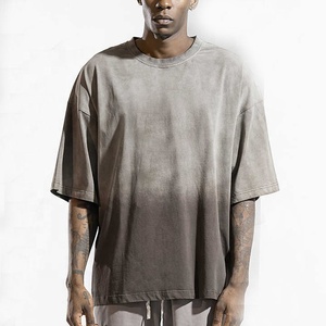 เสื้อยืดโอเวอร์ไซส์ผู้ชาย ผ้าคอตตอนเจอร์ซีย์ ยับยาก สีพื้น ลุคซักแล้ว สไตล์ลำลอง แขนสั้น ใส่สบายช่วงฤดูร้อน ผ้าถักย้อมสีพื้น - Product Image 4