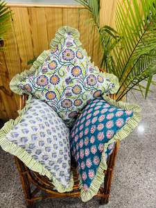 Juego de 5 Fundas de Cojín de Algodón con Estampado Floral y Volantes, Fundas Decorativas para Almohadas - Product Image 5