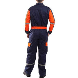 Durable Industrial Safety Coverall Uniform with Knee Reinforcement and Reflective Safety <b>Strips</b> - Product Image 2