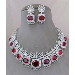 Attractive Best Quality Trendy Designer <b>Silver</b> Finish Zircon Stones <b>Necklace</b> <b>Set</b> with <b>Earrings</b> Wedding Wear Collection Women - Product Image 1