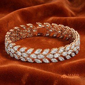 กำไลข้อมือเทนนิสโมอิสซาไนต์สีโรสโกลด์สำหรับผู้หญิง กำไลแบบโซ่เส้นเล็ก เครื่องประดับแฟชั่น ของขวัญวันครบรอบแต่งงาน ดีไซน์สวยงาม - Product Image 4