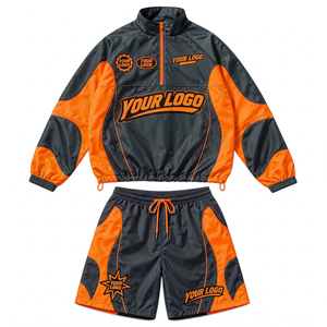 Conjunto de Chaqueta Cortavientos y Pantalones Cortos de Poliéster con Logotipo Personalizado para Hombre, Ropa Deportiva Transpirable, Ligera e Impermeable - Product Image 3