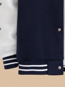 Chaqueta Universitaria Azul Personalizada al por Mayor, Chaqueta Letterman con Capucha, Chaqueta de Béisbol de Forro Polar para Invierno, Fabricante OEM - Product Image 5