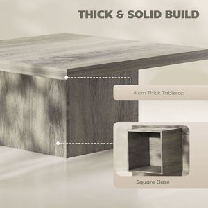 Table basse en pierre avec plateau en grain de bois gris de 1,6 po d'épaisseur, montage facile pour le salon - Product Image 5