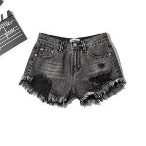 High Waist Distressed Denim Shorts <b>Women</b> Vintage Ripped Cotton Casual Summer Shorts With Cuffed Hem And Front Pockets - Product Image 1