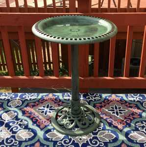 Bain d'oiseaux en verre à énergie solaire, motif floral bleu et rose, avec piquet, éclairage extérieur pour jardin, décoration paysagère, mangeoire pour oiseaux - Product Image 5