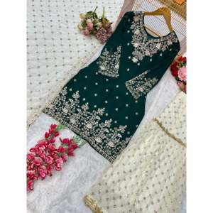 Conjunto de traje de fiesta de diseñador para mujer con trabajo de bordado pesado - Product Image 4
