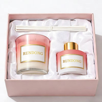 Set Hadiah Aromaterapi Kotak Mewah Hijau Dengan Botol Semprot Lilin Diffuser Reed Pita untuk Hadiah Liburan Perusahaan