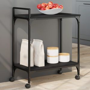 Carrito de Cocina Negro de 23.8"x12.2"x28.5" de Madera Sintética, Islas y Carritos de Cocina - Product Image 1