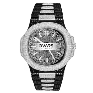 Reloj Dvars de Lujo con Diamantes Moissanite, 41 mm, Analógico, de Cuarzo, para Hombre, Correa de Acero Inoxidable, Caja Cuadrada, con Caja - Product Image 1