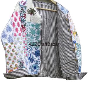Chaqueta Reversible de Mujer A2ZCraftBazar, Hecha a Mano, de Algodón Transpirable de Secado Rápido, con Estampado en Bloques, Acolchada, con Cuello en V y Diseño de Patchwork - Product Image 2